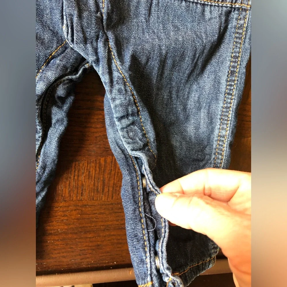 4/$20 Baby Gap Snap Up Denim Blue Jeans Long Sleeve & Pants Jumpsuit Sz 6-12 Mo